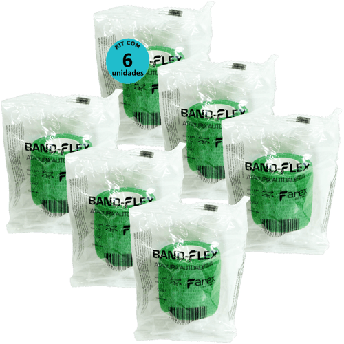 Atadura 5cm Verde Band-Flex Autoadesiva Para Animais Farex Kit com 6